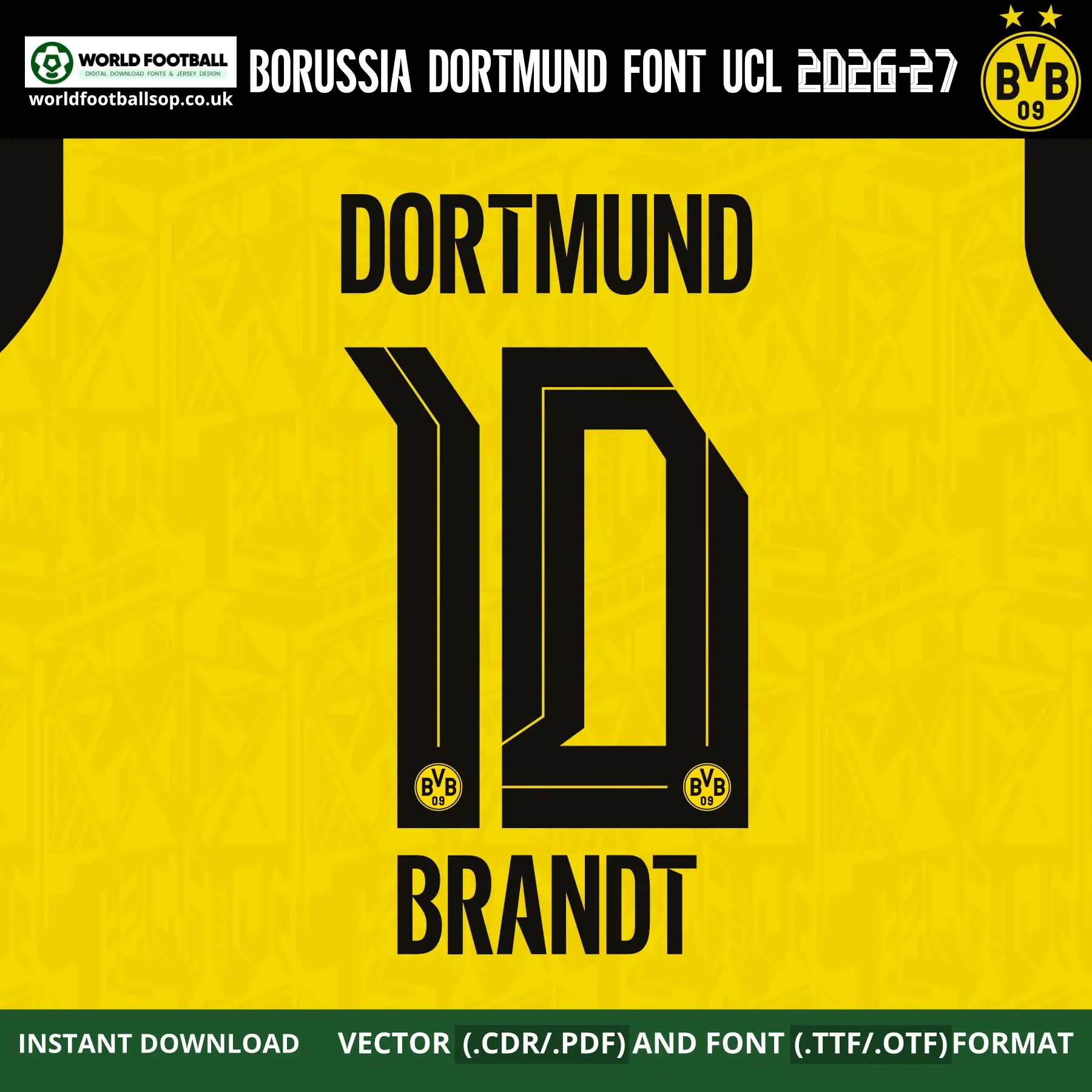 Borussia Dortmund Font UCL 2026-27 | TTF, OTF & Vector (CDR, PDF)