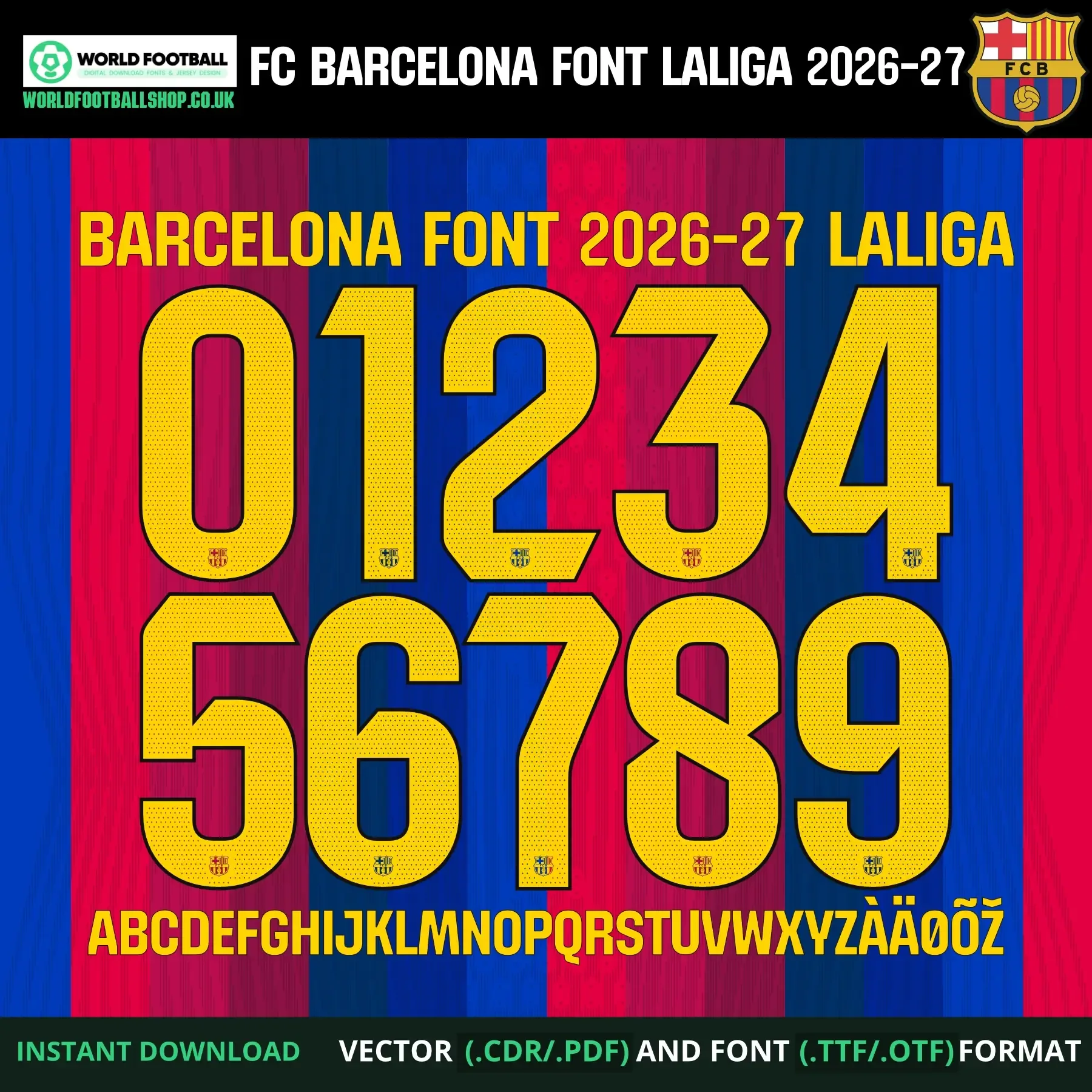 Barcelona 2026-27 Football Font Vector LaLiga